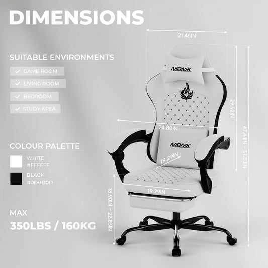 Ergonomic Gaming Chair with Footrest