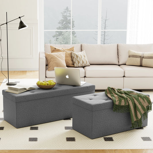 JHK Folding Storage Ottoman Bench