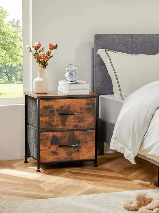 2 Drawer Nightstand Bedside Storage Table