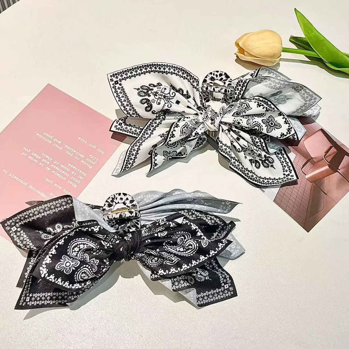 1 piece boho bow bandana fabric hair claw clip|hair clip|barrette|hair accessories