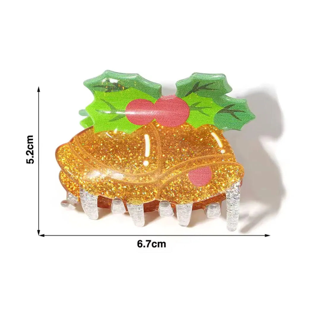 Christmas Bell Hair Claw Clip | Acetate Holiday Barrette