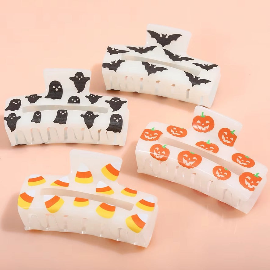 1 piece halloween pattern glow in the dark hair claw clip|hair clip|barrette|hair accessories