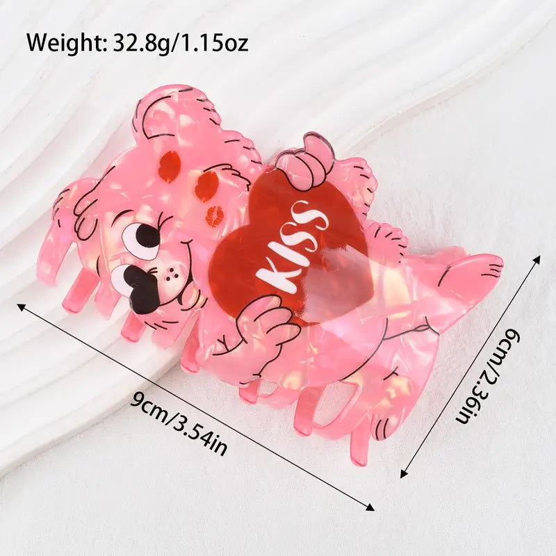 1 piece cartoon bear heart hair claw clip|hair clip|barrette|hair accessories