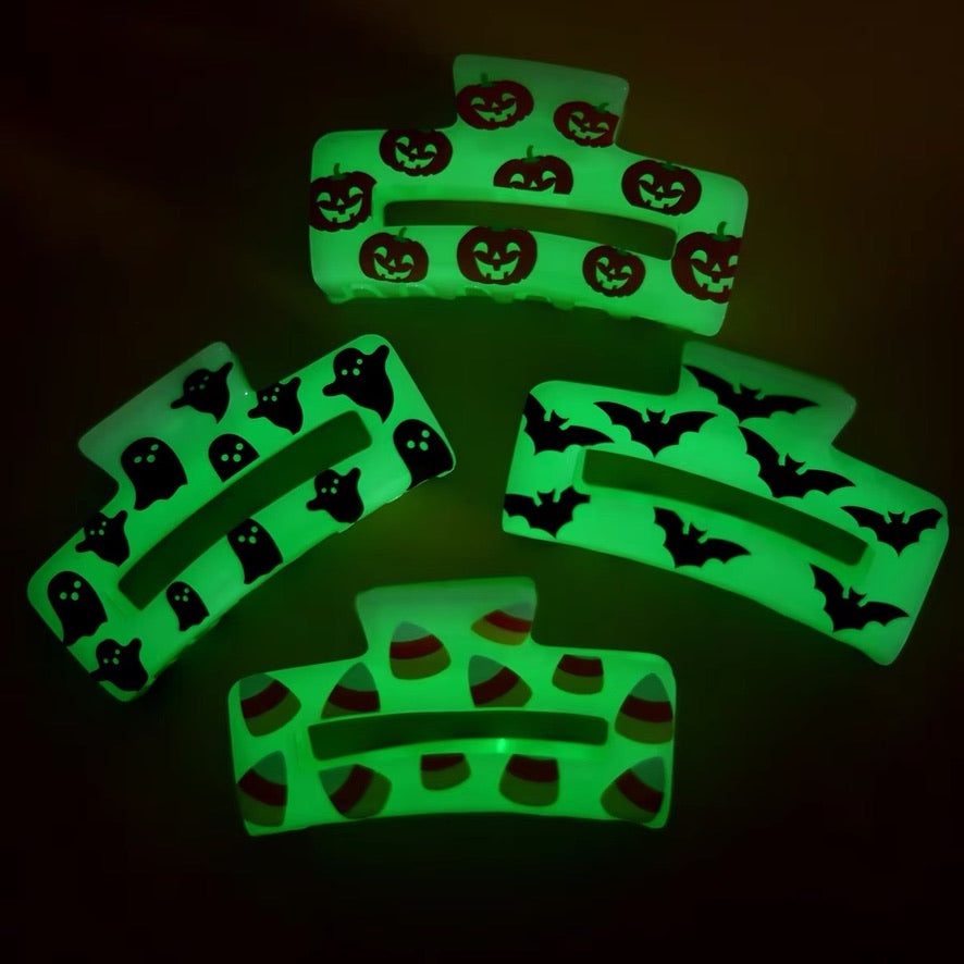 1 piece halloween pattern glow in the dark hair claw clip|hair clip|barrette|hair accessories