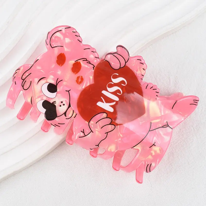 1 piece cartoon bear heart hair claw clip|hair clip|barrette|hair accessories