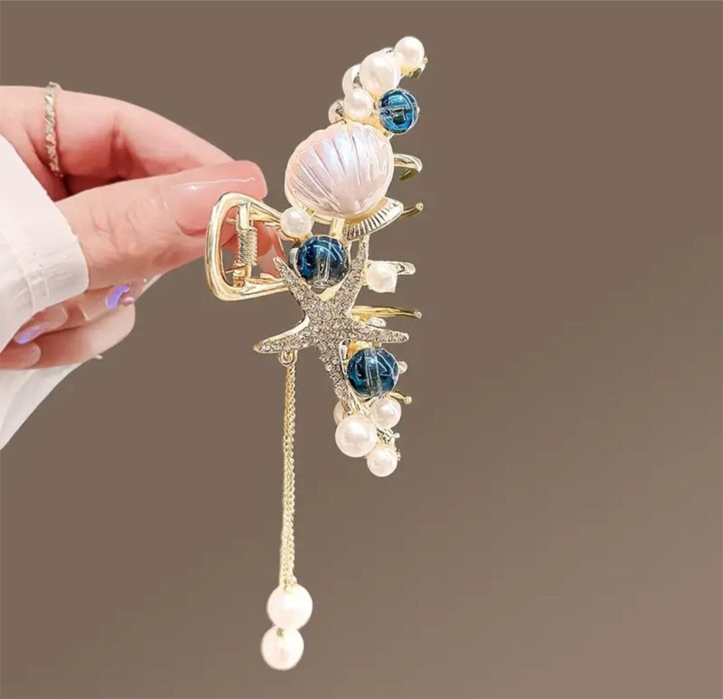 1 piece elegant starfish seashell hair claw clip|hair clip|barrette|hair accessories