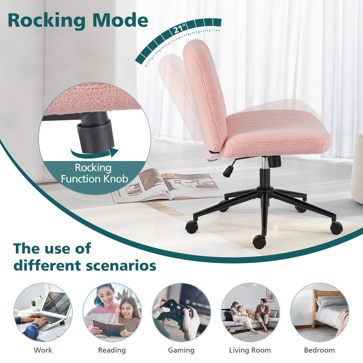 JHK Office Chair with Swivel Wheels