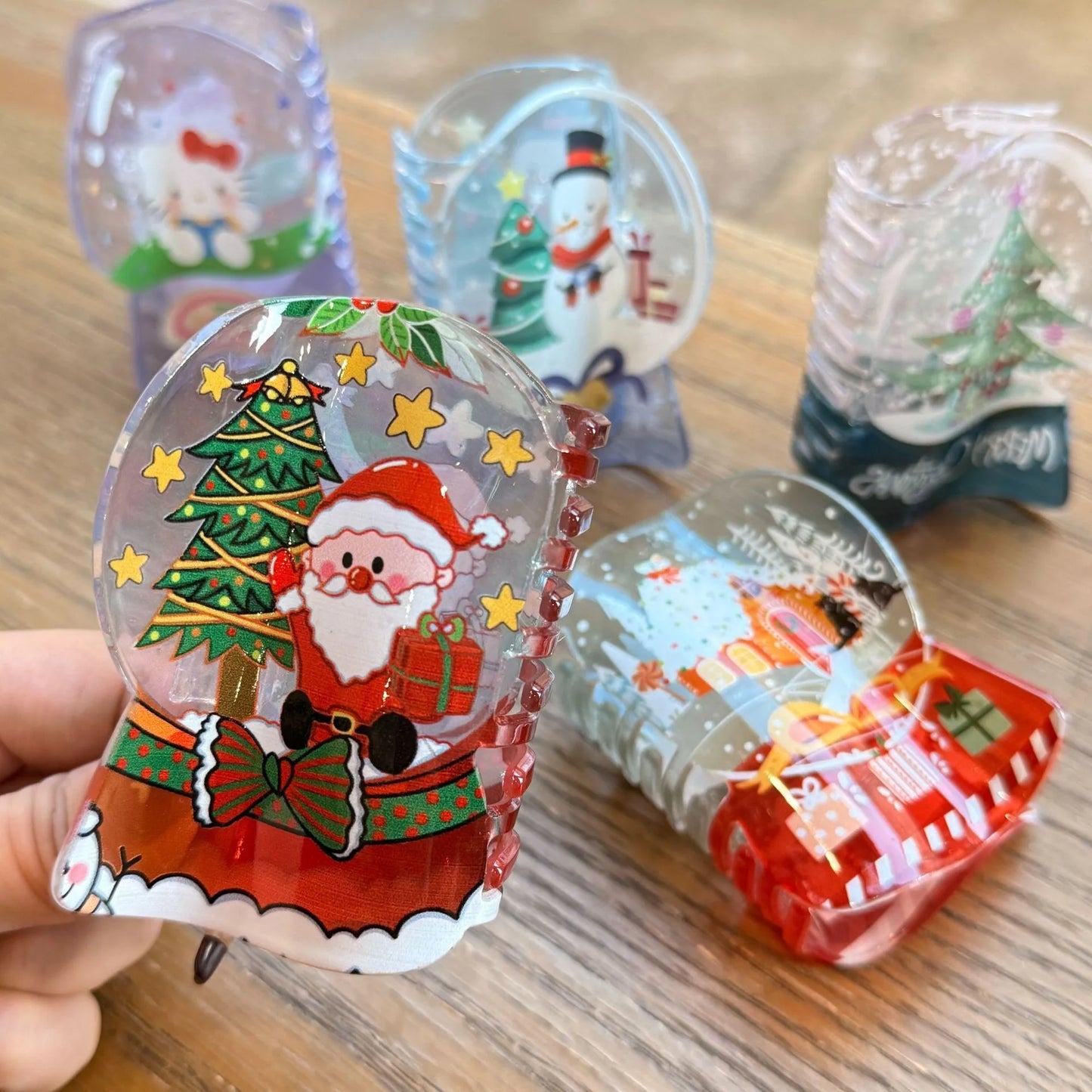Snowglobe Christmas Hair Claw Clip