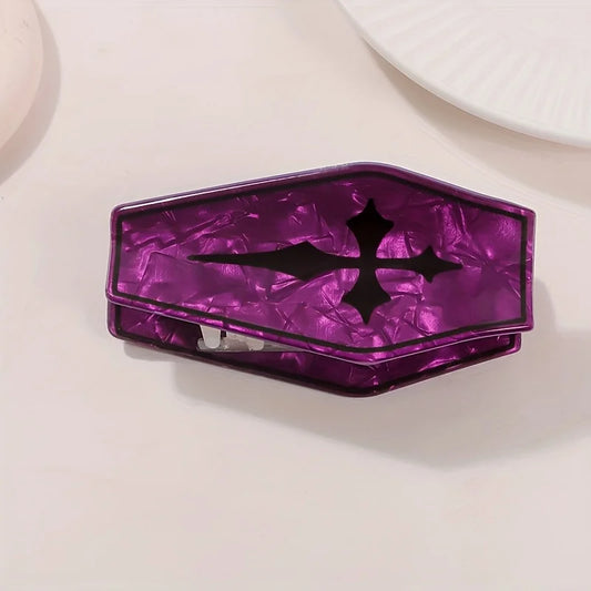 1 piece purple halloween coffin hair claw clip|hair clip|barrette|hair accessories