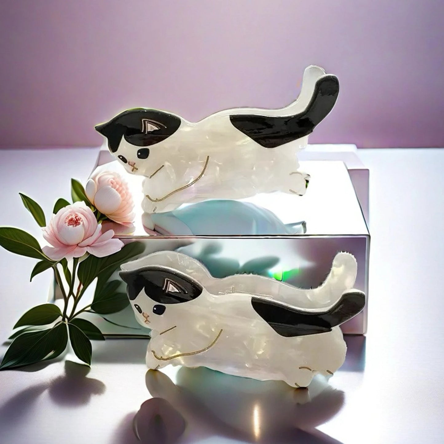 Cute black and white Cat Hair Claw Clip