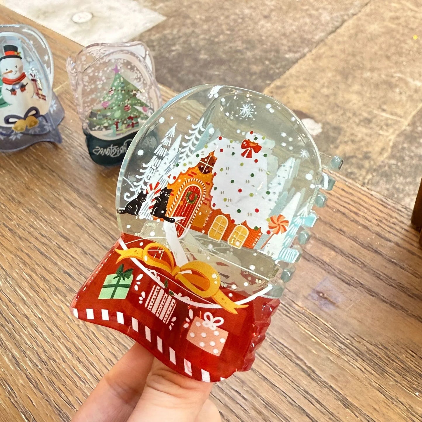 Snowglobe Christmas Hair Claw Clip