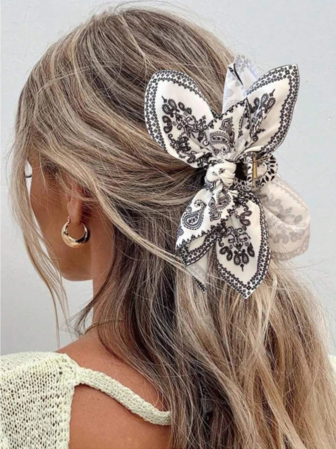 1 piece boho bow bandana fabric hair claw clip|hair clip|barrette|hair accessories