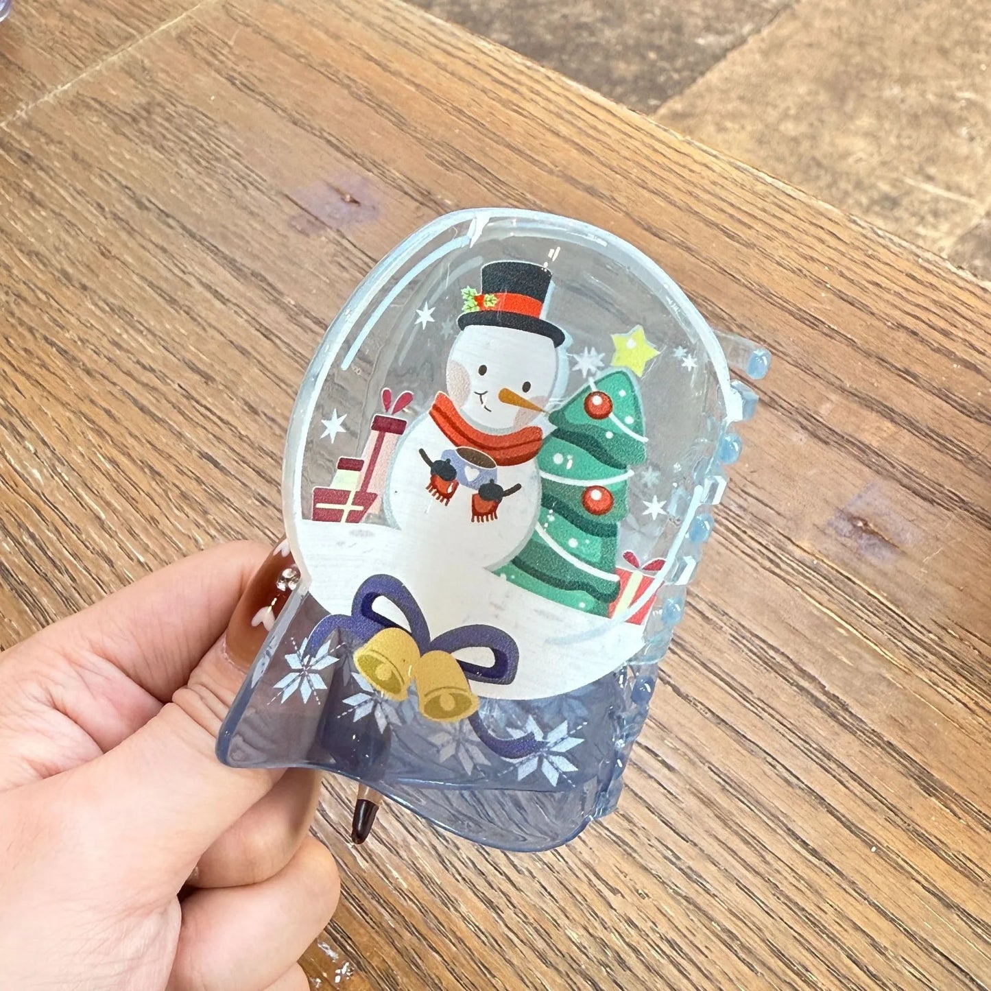 Snowglobe Christmas Hair Claw Clip