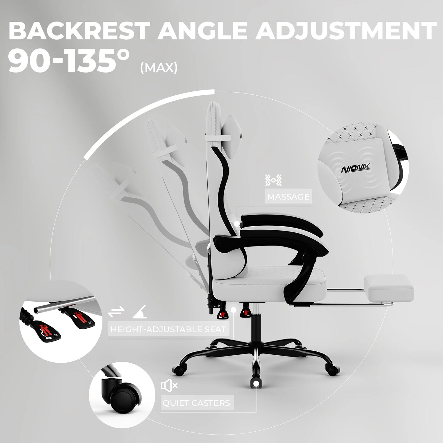 Ergonomic Gaming Chair with Footrest