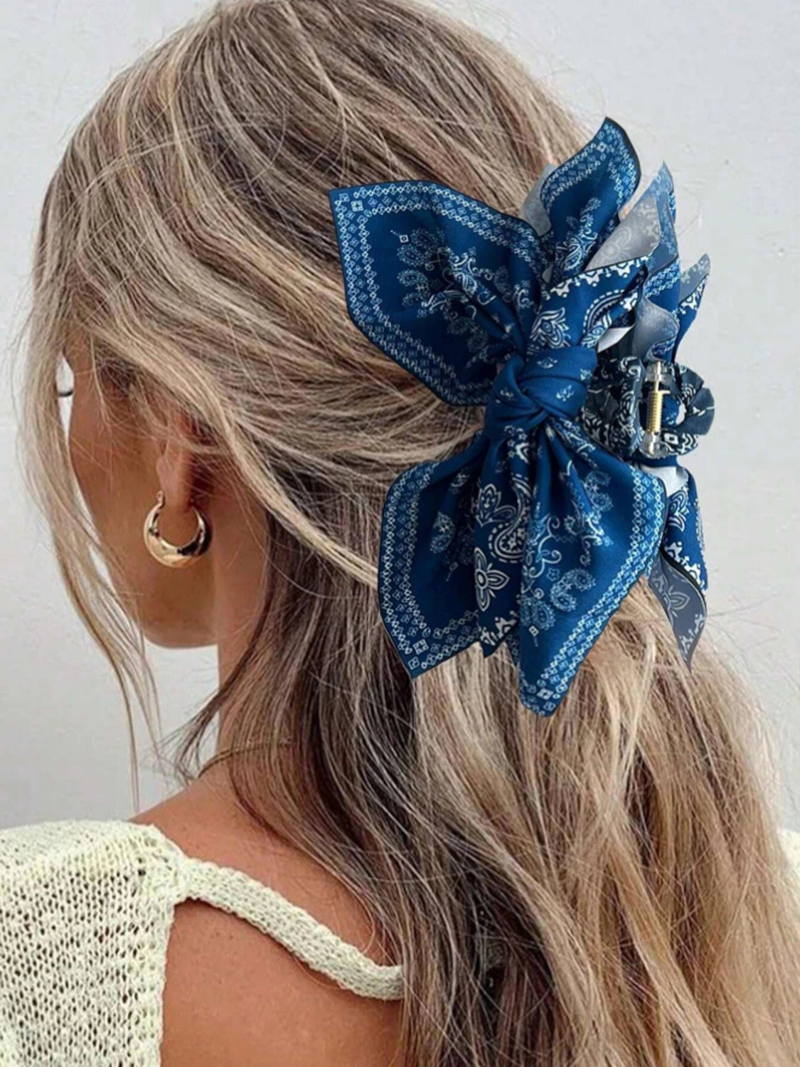 1 piece boho bow bandana fabric hair claw clip|hair clip|barrette|hair accessories