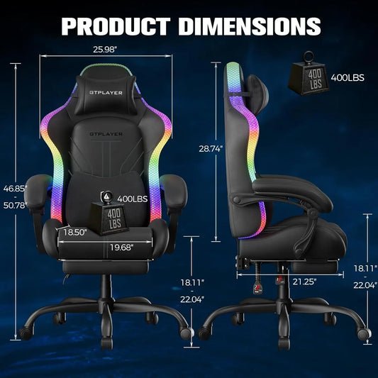 Ergonomic Gaming Chair with RGB LED Lights