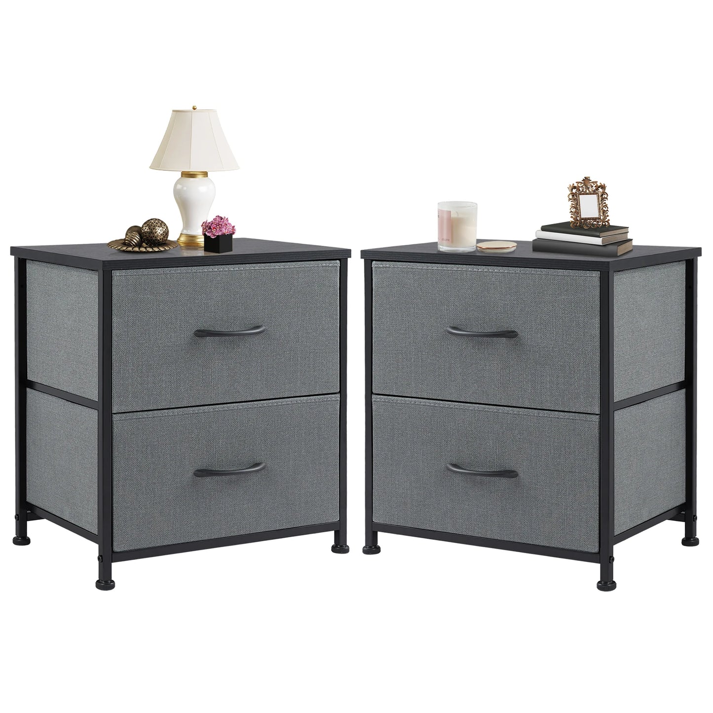 2 Drawer Nightstand Bedside Storage Table