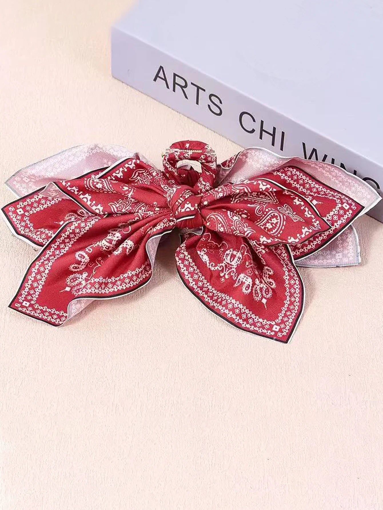 1 piece red bow bandana boho hair claw clip|hair clip|barrette|hair accessories