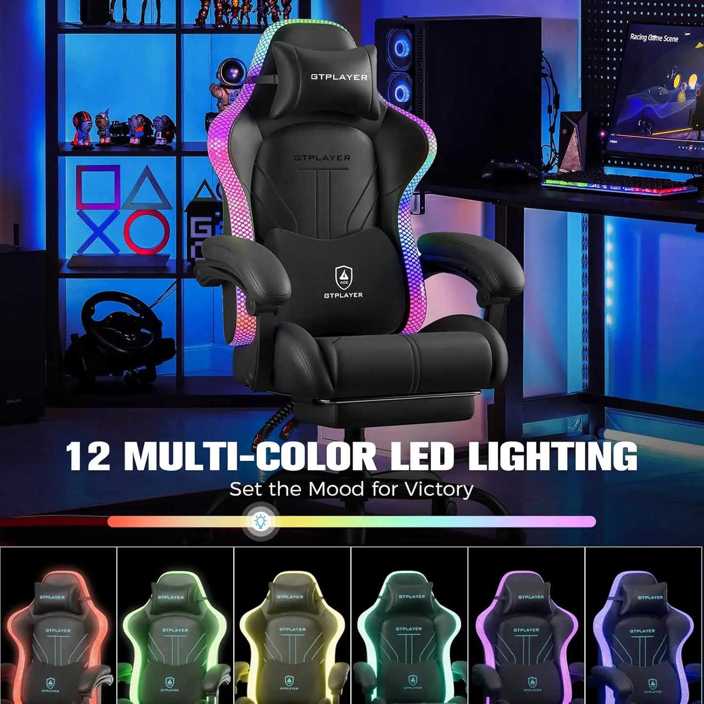 Ergonomic Gaming Chair with RGB LED Lights