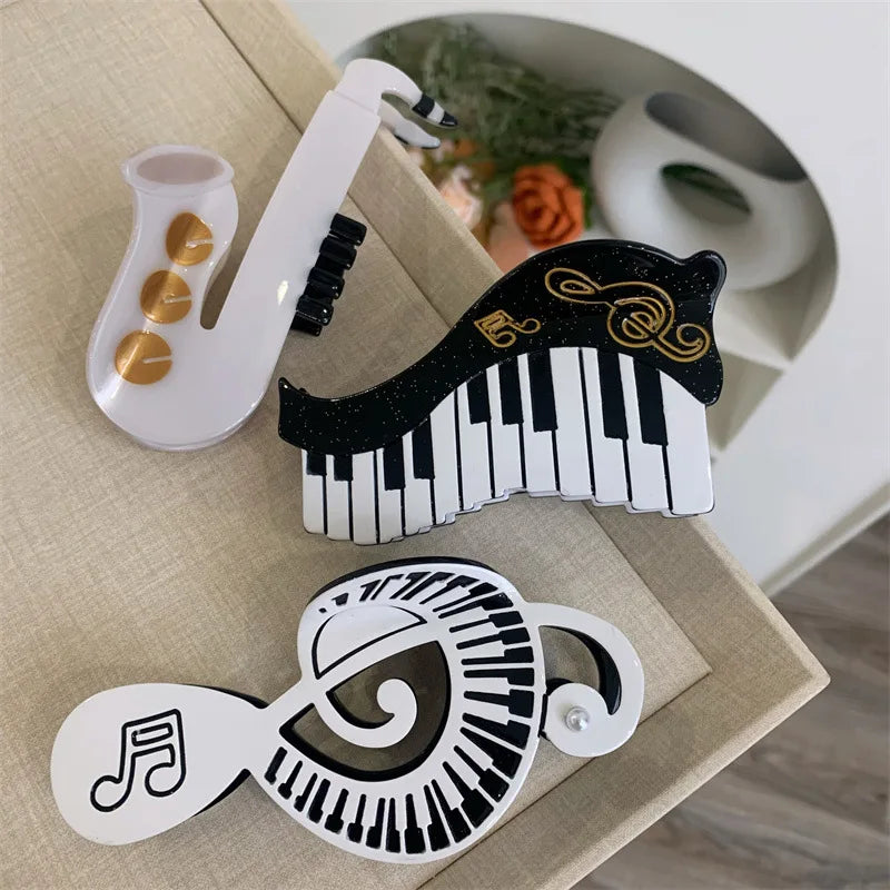 1 piece Music, Saxophone, keyboard piano hair claw clip|hair clip|barrette|hair accessories