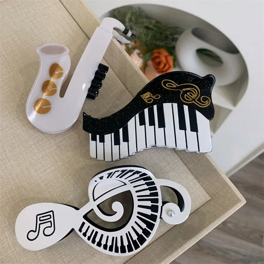 1 piece Music, Saxophone, keyboard piano hair claw clip|hair clip|barrette|hair accessories