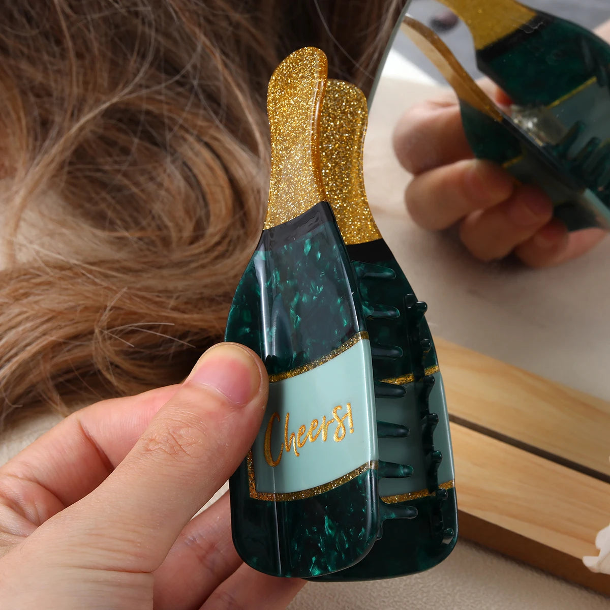 1 piece champagne bottle hair claw clip|hair clip|barrette|hair accessories