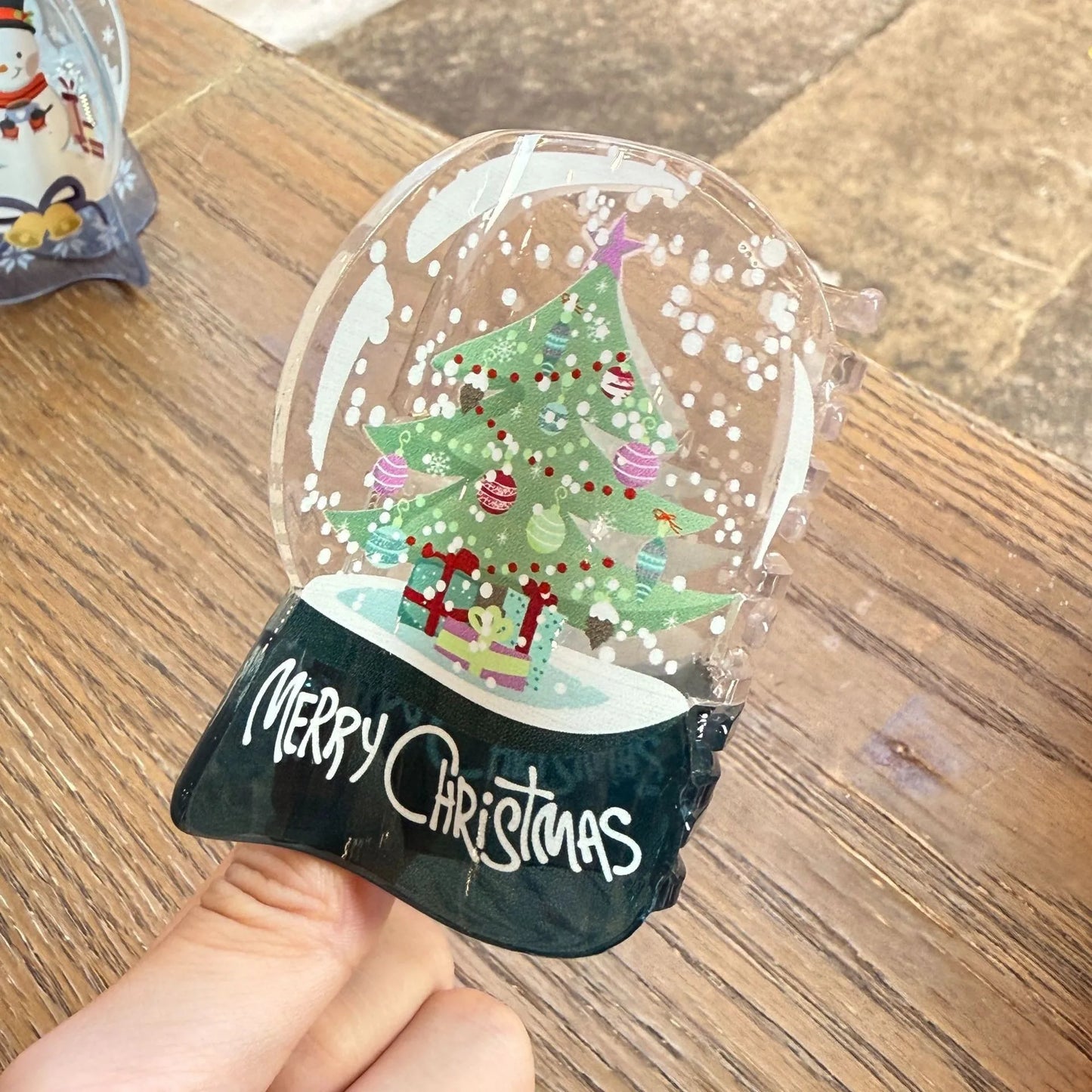 Snowglobe Christmas Hair Claw Clip
