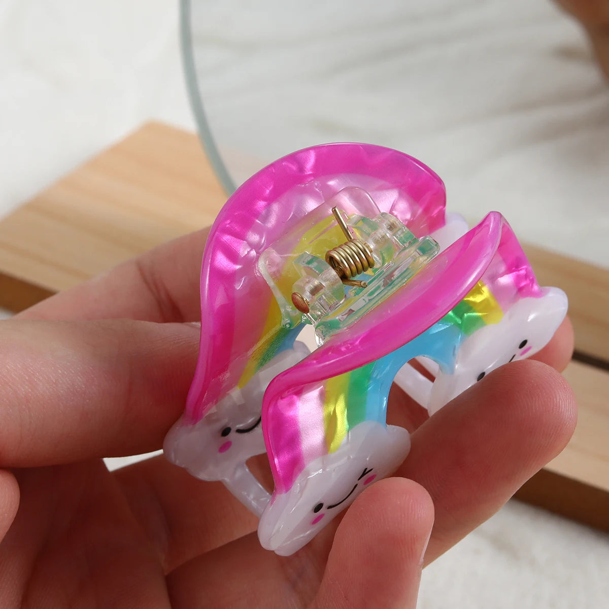 1 piece mini rainbow hair claw clip|hair clip|barrette|hair accessories