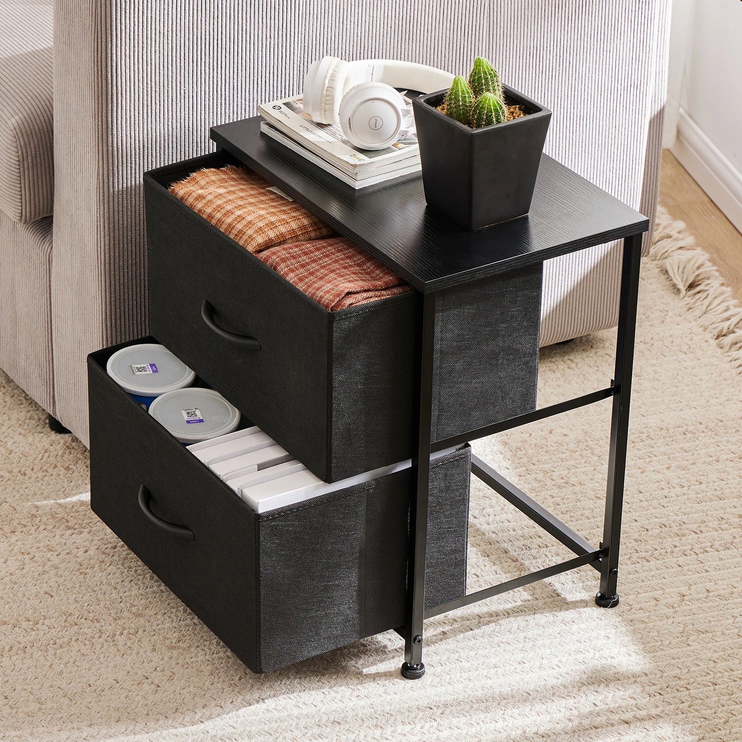 2 Drawer Nightstand Bedside Storage Table