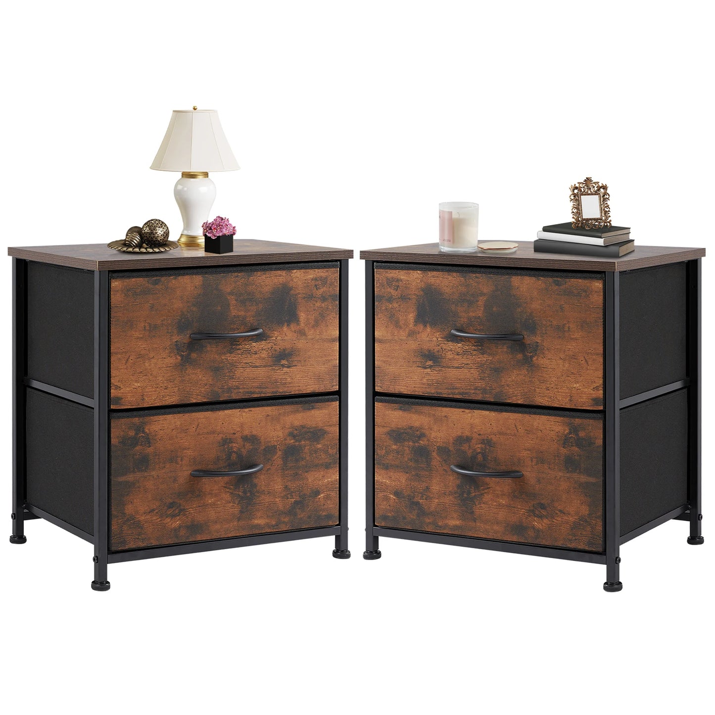 2 Drawer Nightstand Bedside Storage Table