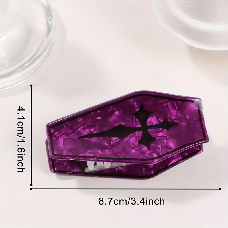 1 piece purple halloween coffin hair claw clip|hair clip|barrette|hair accessories