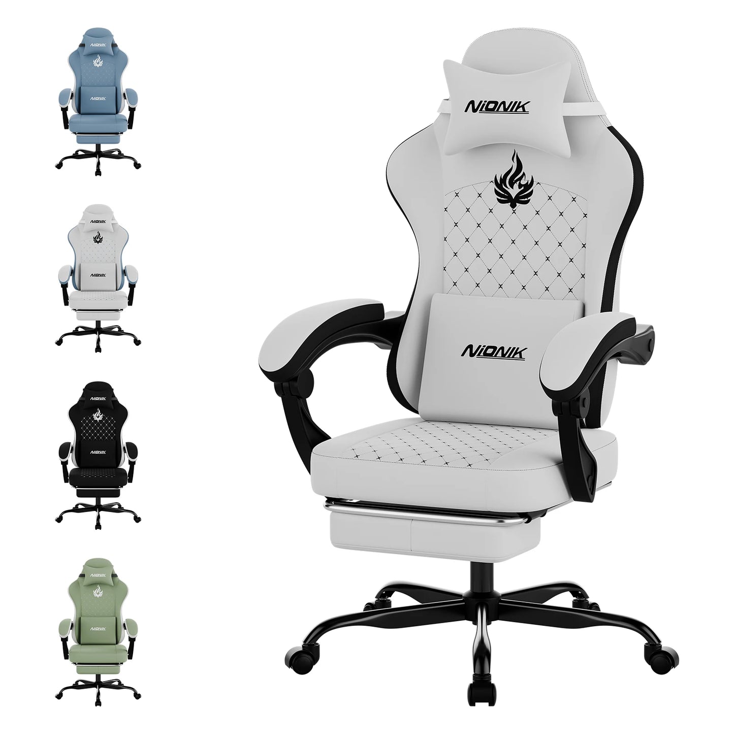 Ergonomic Gaming Chair with Footrest