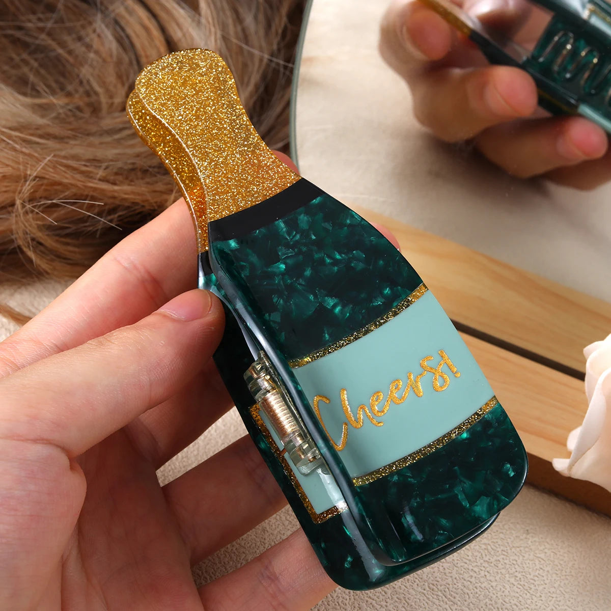 1 piece champagne bottle hair claw clip|hair clip|barrette|hair accessories