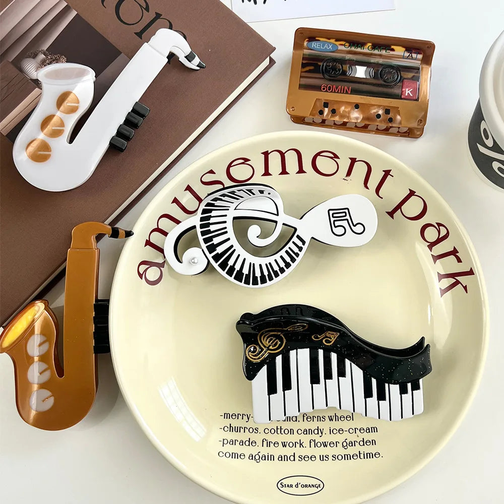 1 piece Music, Saxophone, keyboard piano hair claw clip|hair clip|barrette|hair accessories