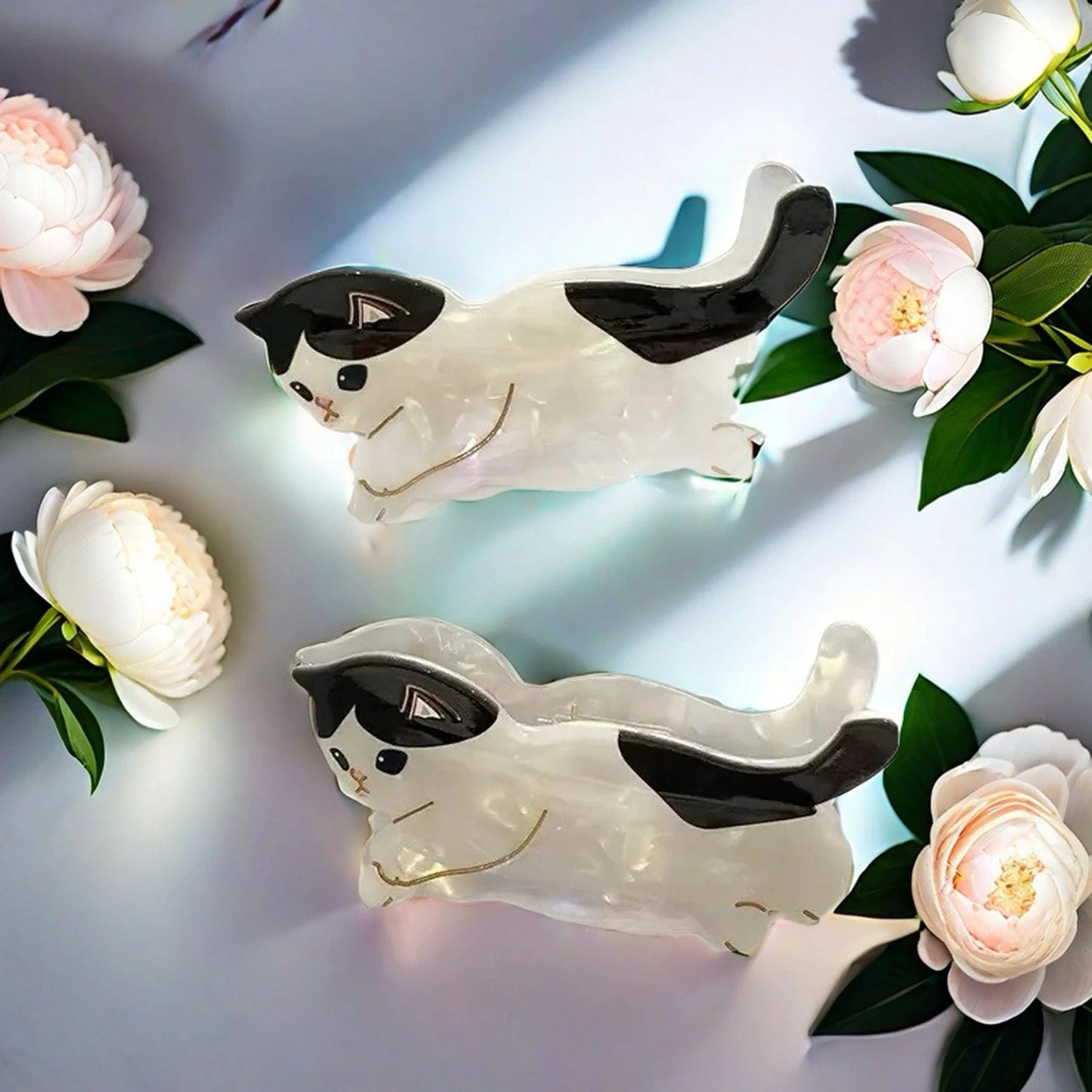 Cute black and white Cat Hair Claw Clip