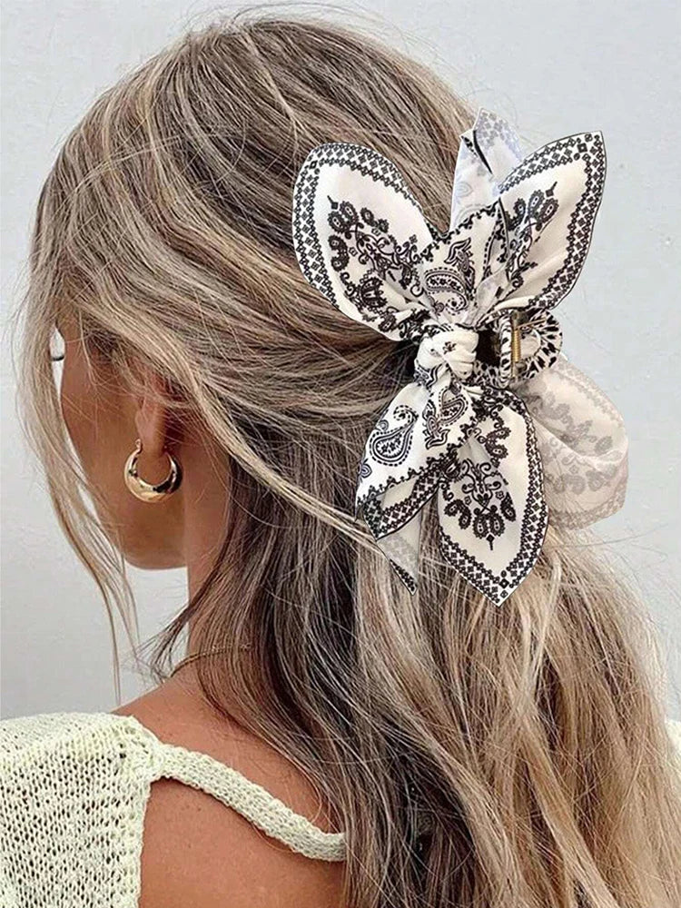 1 piece bow bandana boho hair claw clip|hair clip|barrette|hair accessories