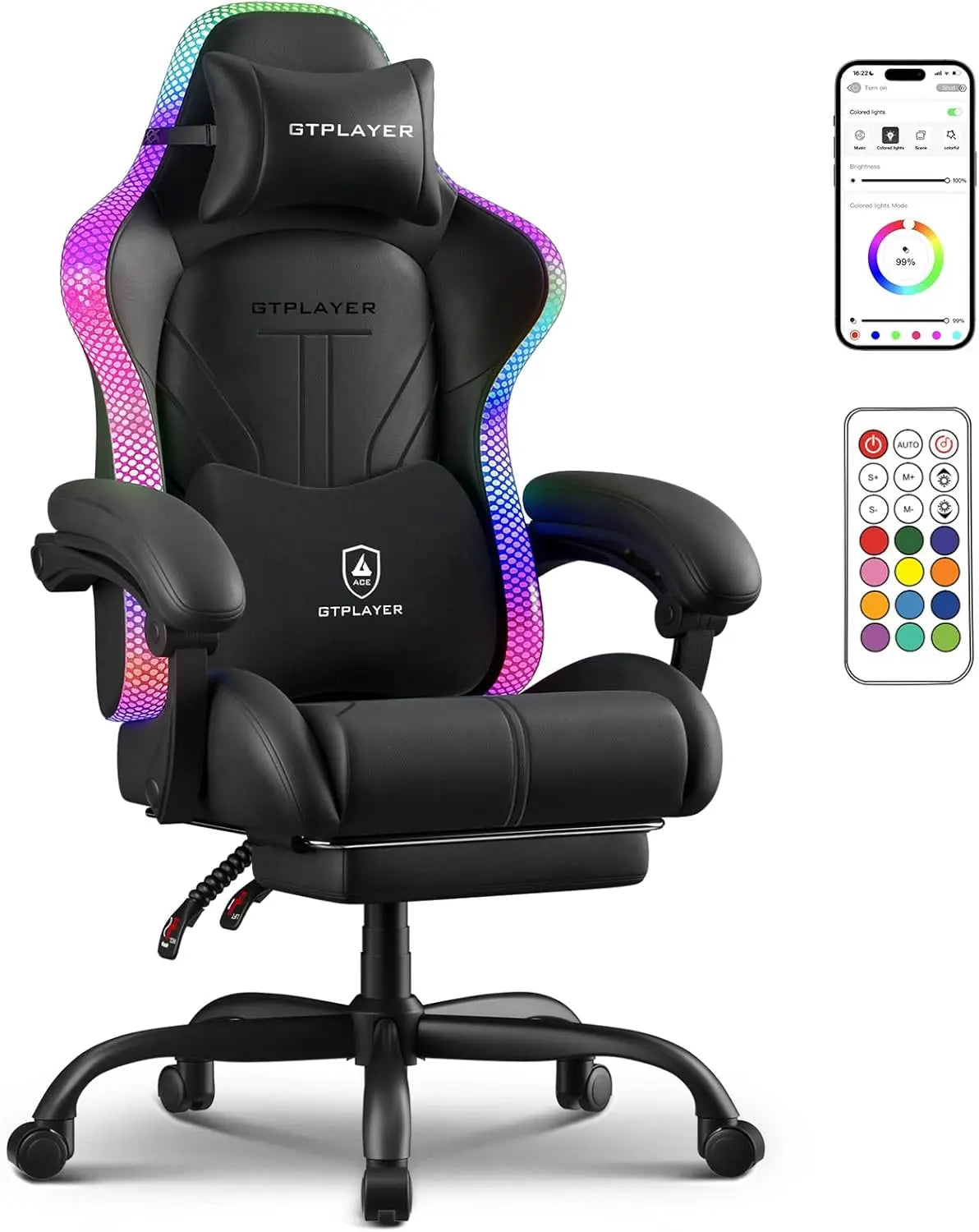 Ergonomic Gaming Chair with RGB LED Lights