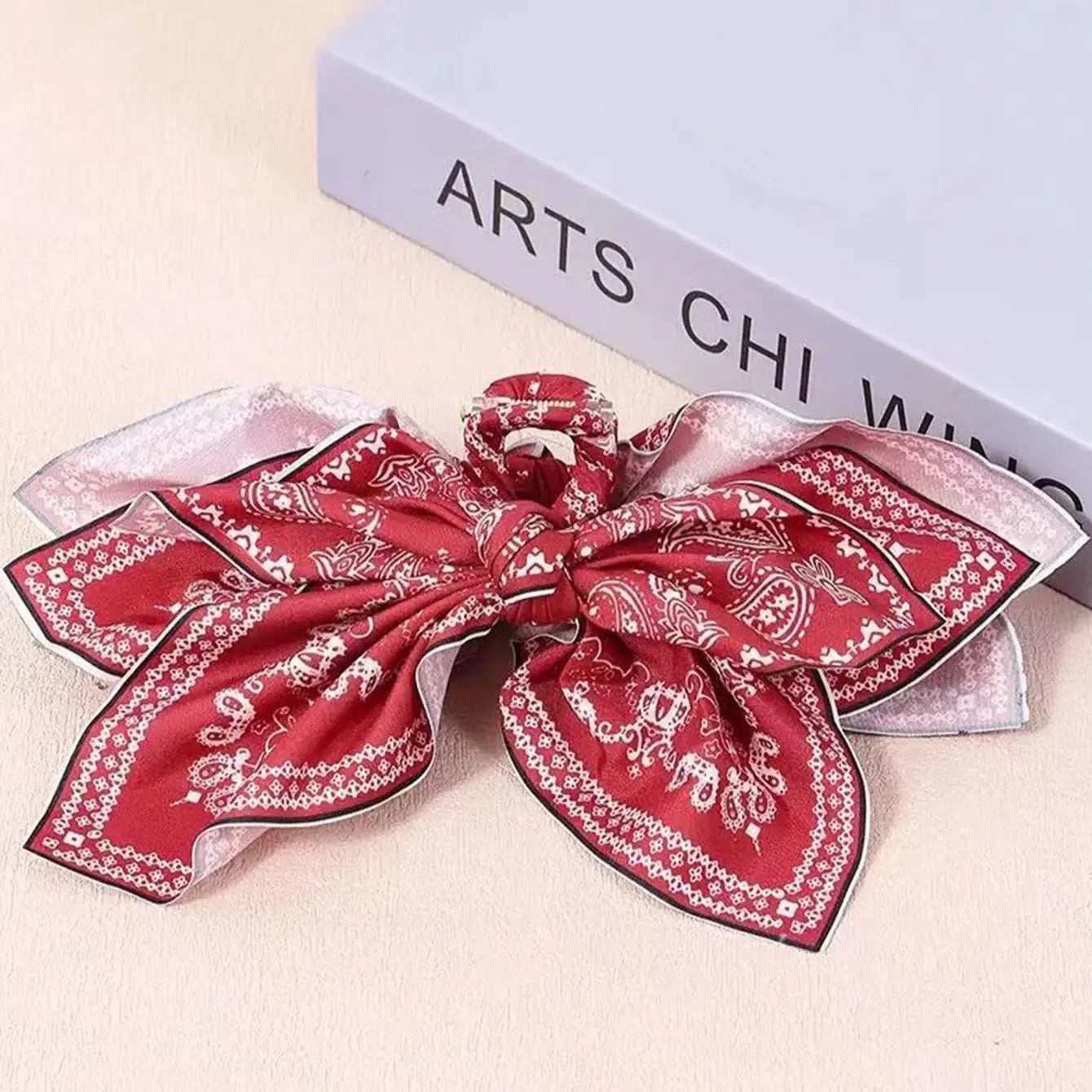 1 piece red bow bandana boho hair claw clip|hair clip|barrette|hair accessories