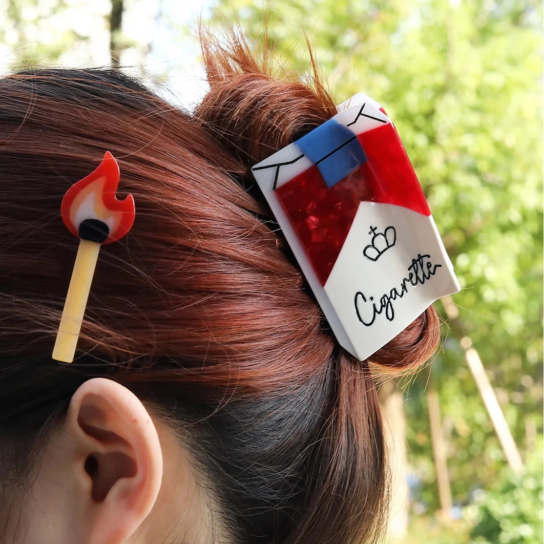 2 piece match and cigarette hair claw clip