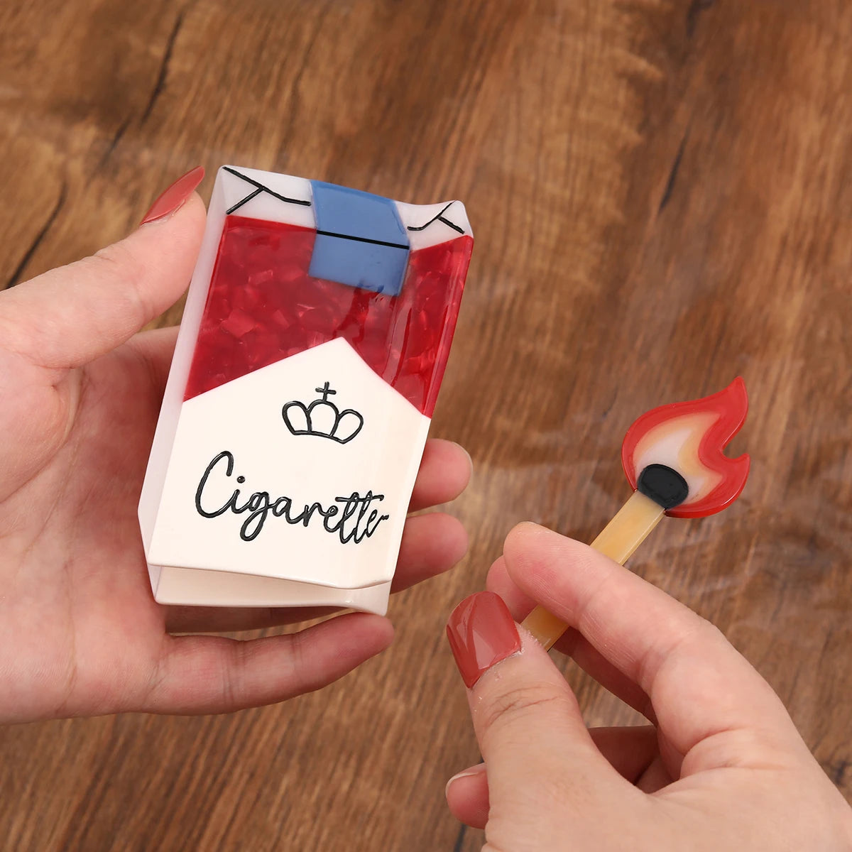 2 piece match and cigarette hair claw clip
