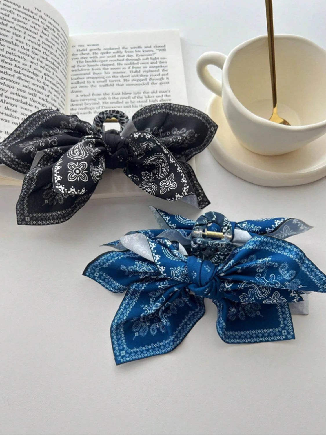 1 piece boho bow bandana fabric hair claw clip|hair clip|barrette|hair accessories