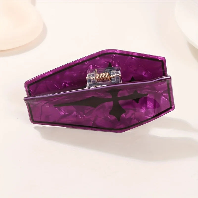 1 piece purple halloween coffin hair claw clip|hair clip|barrette|hair accessories