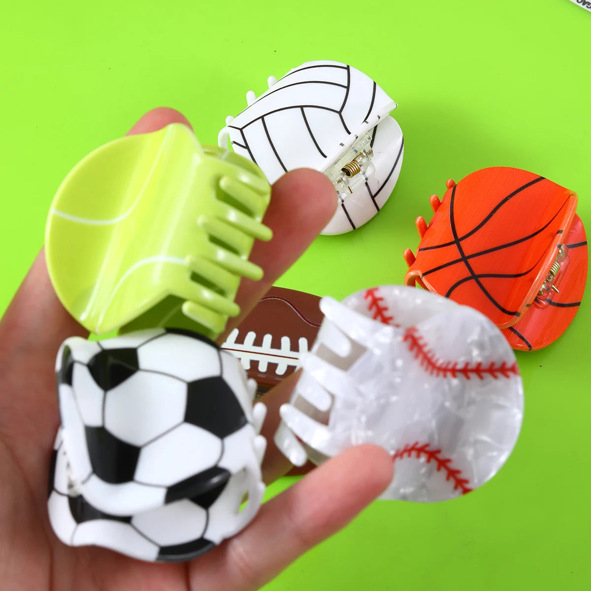 1 piece sports football, basketball, volleyball, tennis, soccer, hair claw clip|hair clip|barrette|hair accessories