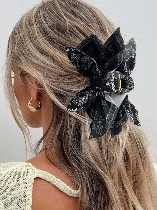 1 piece boho bow bandana fabric hair claw clip|hair clip|barrette|hair accessories