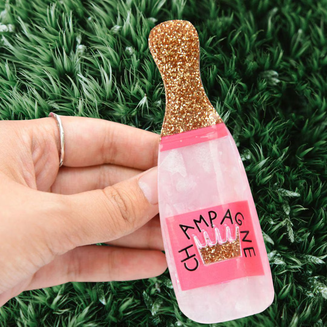 1 piece pink champagne bottle hair claw clip|hair clip|barrette|hair accessories